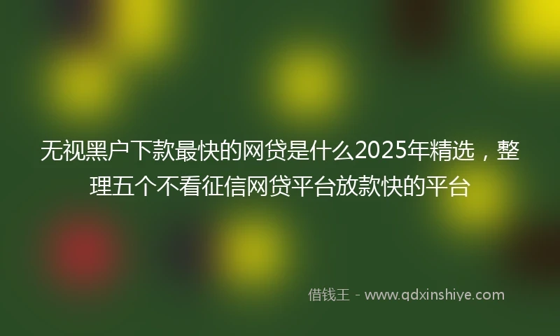 无视黑户下款最快的网贷是什么2025年精选,整理五个不看征信网贷平台放款快的平台