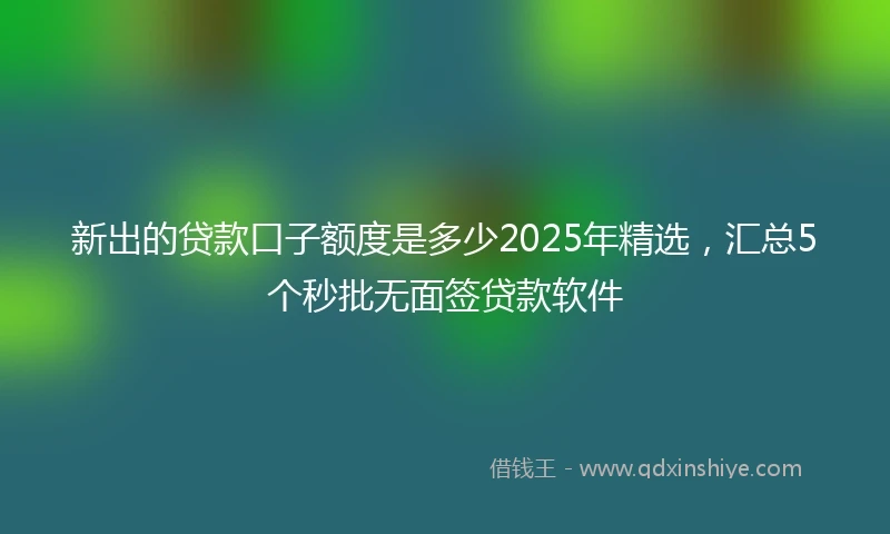新出的贷款口子额度是多少2025年精选，汇总5个秒批无面签贷款软件