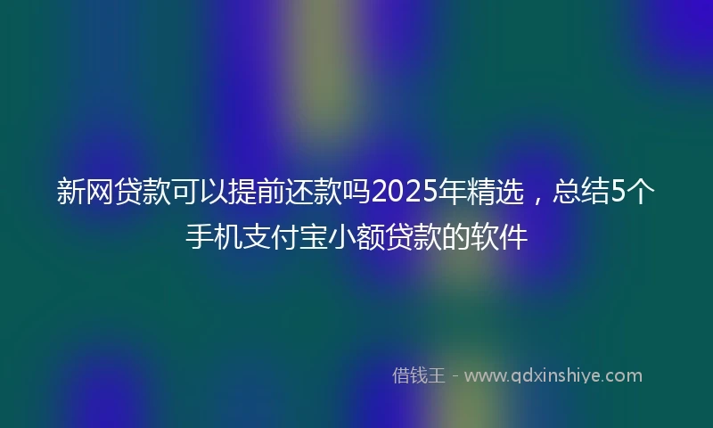 新网贷款可以提前还款吗2025年精选，总结5个手机支付宝小额贷款的软件