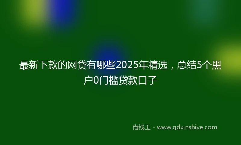 最新下款的网贷有哪些2025年精选,总结5个黑户0门槛贷款口子