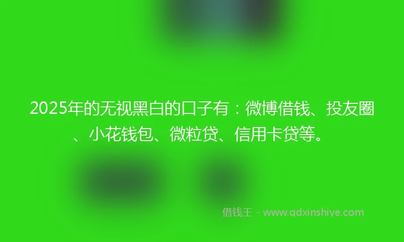 2025年的无视黑白的口子有：微博借钱、投友圈、小花钱包、微粒贷、信用卡贷等。