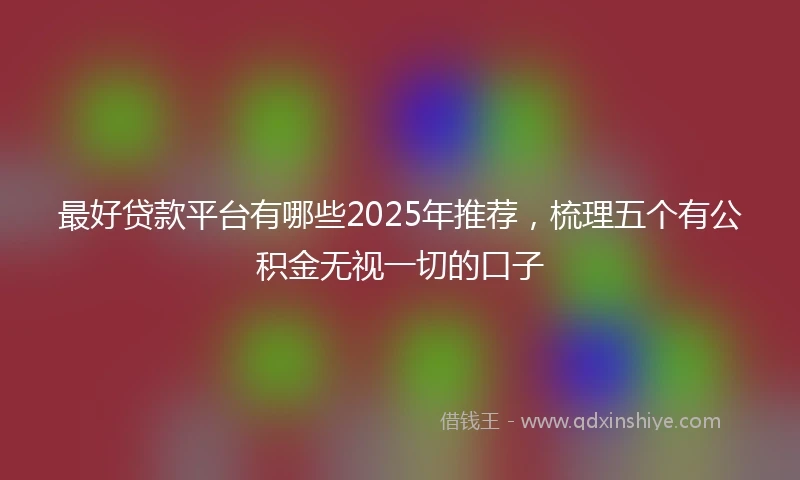 最好贷款平台有哪些2025年推荐，梳理五个有公积金无视一切的口子