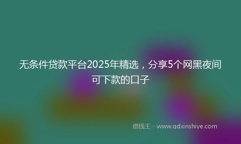 无条件贷款平台2025年精选，分享5个网黑夜间可下款的口子