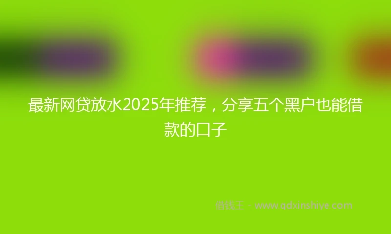 最新网贷放水2025年推荐，分享五个黑户也能借款的口子