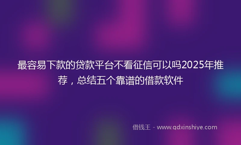 最容易下款的贷款平台不看征信可以吗2025年推荐，总结五个靠谱的借款软件