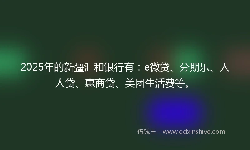 2025年的新彊汇和银行有:e微贷、分期乐、人人贷、惠商贷、美团生活费等。