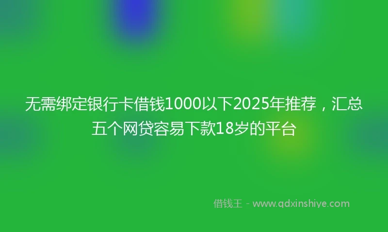 无需绑定银行卡借钱1000以下2025年推荐，汇总五个网贷容易下款18岁的平台