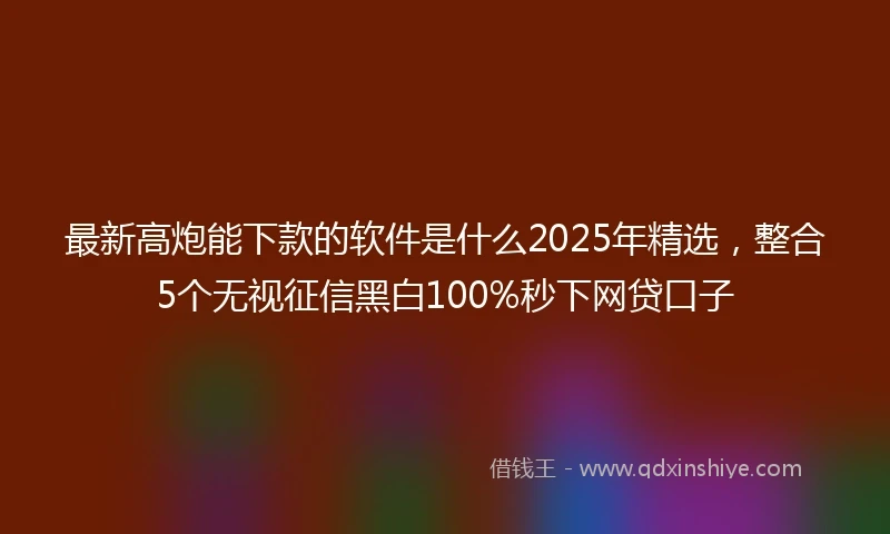 最新高炮能下款的软件是什么2025年精选,整合5个无视征信黑白100%秒下网贷口子