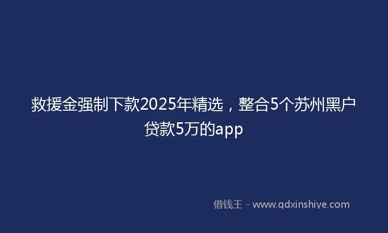 救援金强制下款2025年精选，整合5个苏州黑户贷款5万的app