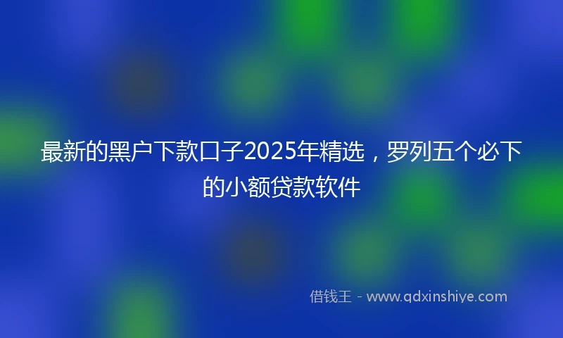 最新的黑户下款口子2025年精选，罗列五个必下的小额贷款软件