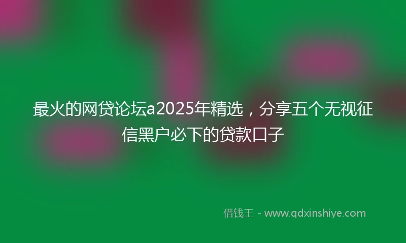 最火的网贷论坛a2025年精选,分享五个无视征信黑户必下的贷款口子