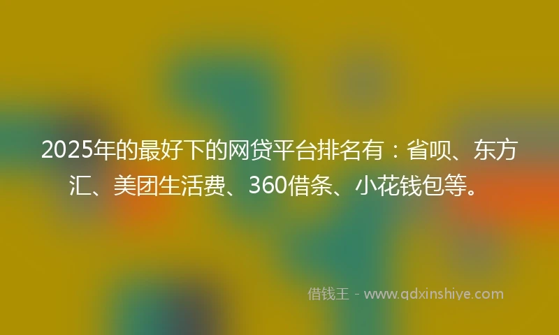 2025年的最好下的网贷平台排名有：省呗、东方汇、美团生活费、360借条、小花钱包等。