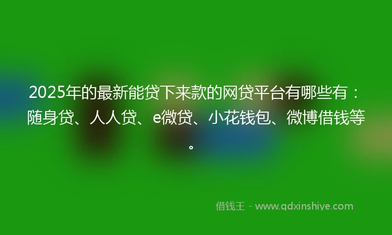 2025年的最新能贷下来款的网贷平台有哪些有：随身贷、人人贷、e微贷、小花钱包、微博借钱等。