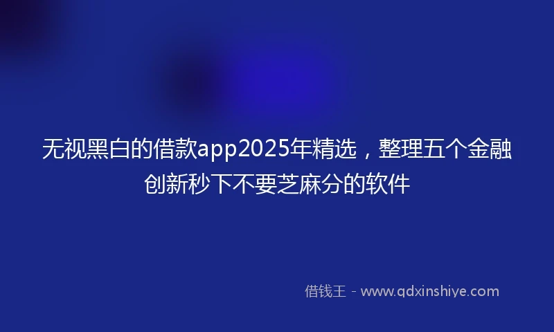 无视黑白的借款app2025年精选，整理五个金融创新秒下不要芝麻分的软件