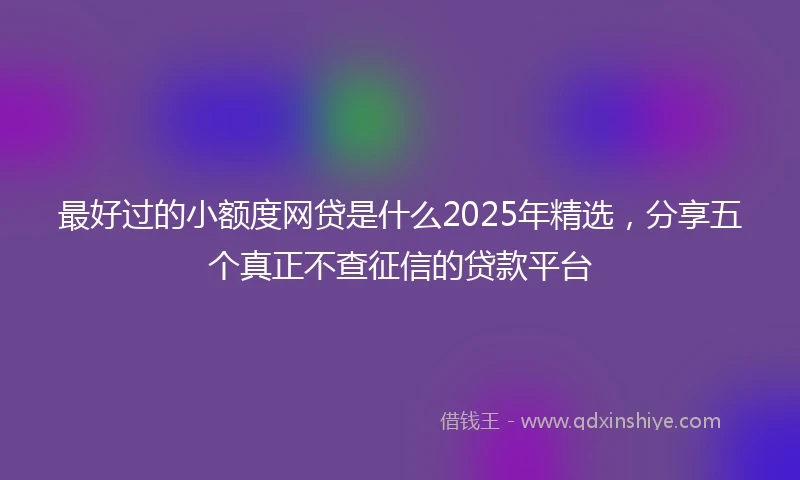 最好过的小额度网贷是什么2025年精选，分享五个真正不查征信的贷款平台