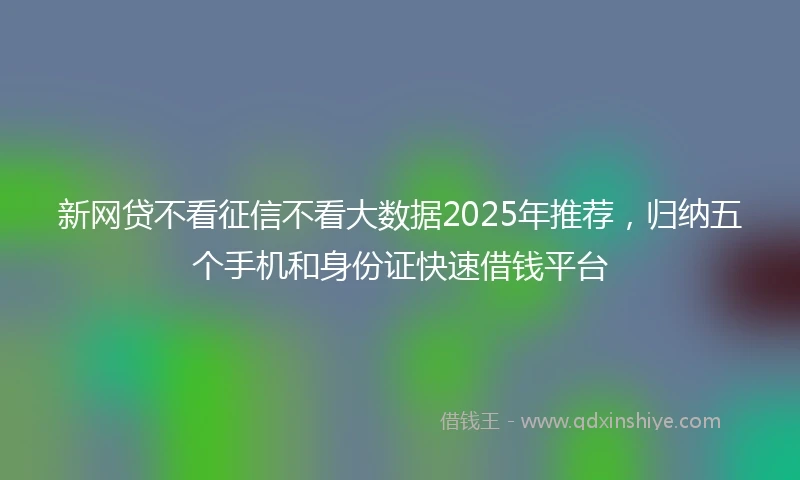 新网贷不看征信不看大数据2025年推荐，归纳五个手机和身份证快速借钱平台