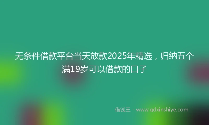 无条件借款平台当天放款2025年精选，归纳五个满19岁可以借款的口子