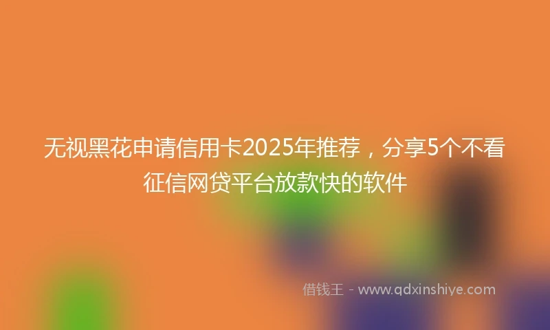 无视黑花申请信用卡2025年推荐，分享5个不看征信网贷平台放款快的软件
