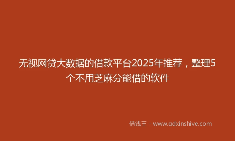 无视网贷大数据的借款平台2025年推荐，整理5个不用芝麻分能借的软件