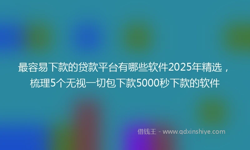 最容易下款的贷款平台有哪些软件2025年精选，梳理5个无视一切包下款5000秒下款的软件