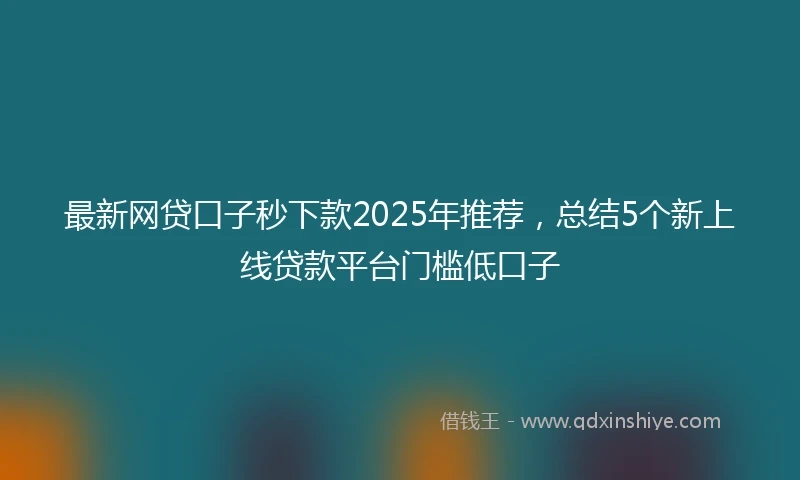 最新网贷口子秒下款2025年推荐，总结5个新上线贷款平台门槛低口子