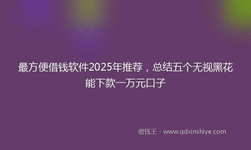 最方便借钱软件2025年推荐,总结五个无视黑花能下款一万元口子