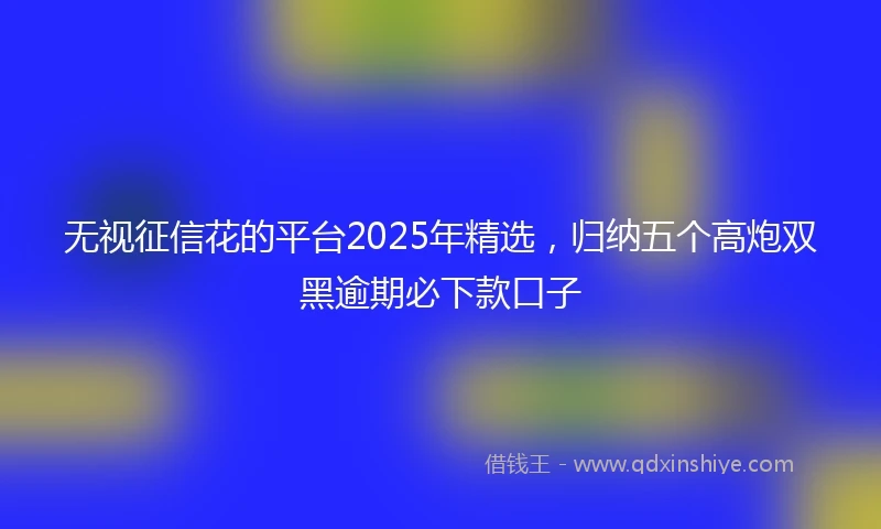 无视征信花的平台2025年精选，归纳五个高炮双黑逾期必下款口子