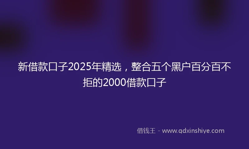 新借款口子2025年精选，整合五个黑户百分百不拒的2000借款口子