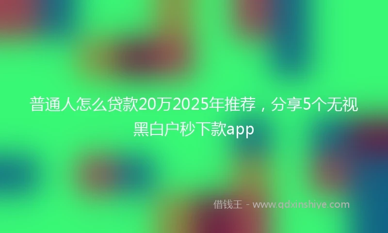 普通人怎么贷款20万2025年推荐，分享5个无视黑白户秒下款app