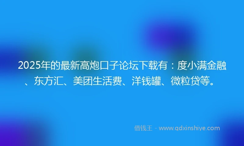 2025年的最新高炮口子论坛下载有:度小满金融、东方汇、美团生活费、洋钱罐、微粒贷等。