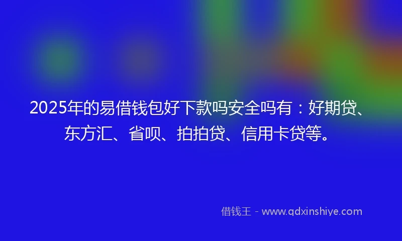 2025年的易借钱包好下款吗安全吗有：好期贷、东方汇、省呗、拍拍贷、信用卡贷等。