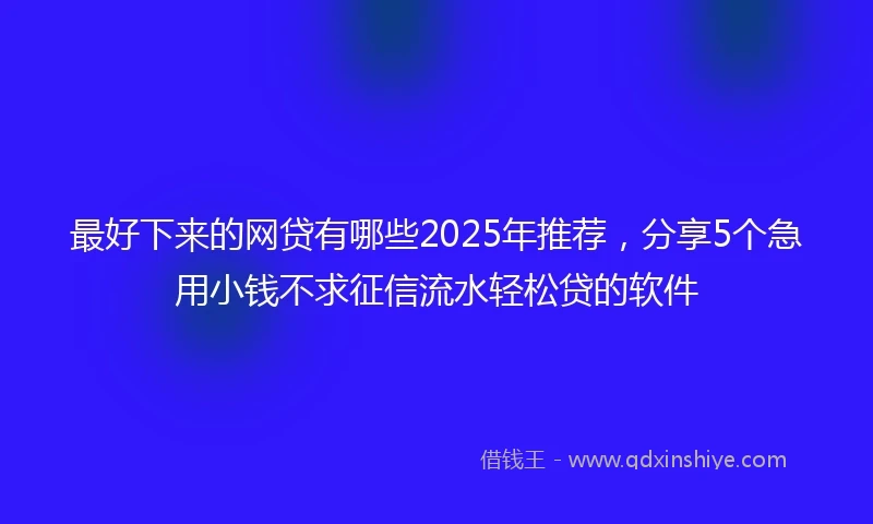 最好下来的网贷有哪些2025年推荐，分享5个急用小钱不求征信流水轻松贷的软件