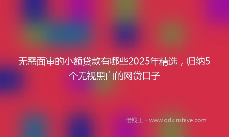 无需面审的小额贷款有哪些2025年精选，归纳5个无视黑白的网贷口子