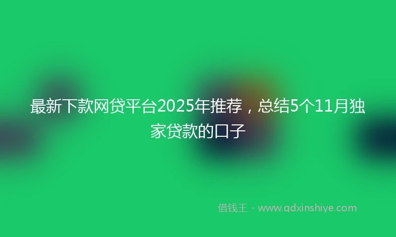 最新下款网贷平台2025年推荐，总结5个11月独家贷款的口子