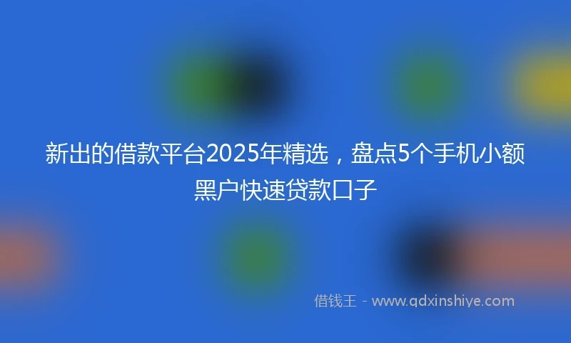 新出的借款平台2025年精选，盘点5个手机小额黑户快速贷款口子