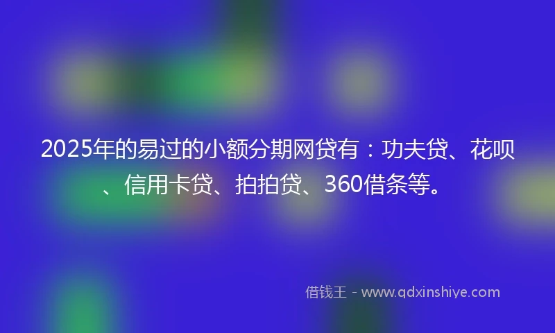 2025年的易过的小额分期网贷有：功夫贷、花呗、信用卡贷、拍拍贷、360借条等。