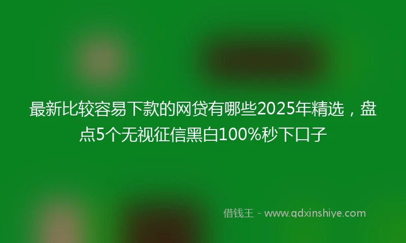 最新比较容易下款的网贷有哪些2025年精选,盘点5个无视征信黑白100%秒下口子