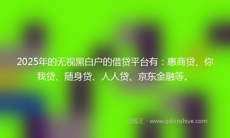 2025年的无视黑白户的借贷平台有：惠商贷、你我贷、随身贷、人人贷、京东金融等。