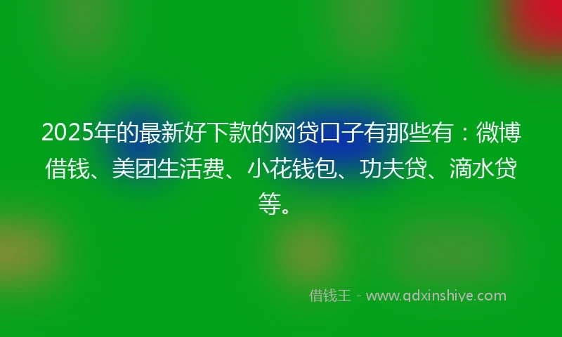 2025年的最新好下款的网贷口子有那些有：微博借钱、美团生活费、小花钱包、功夫贷、滴水贷等。