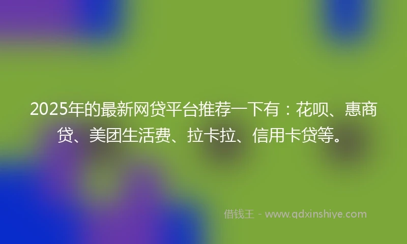 2025年的最新网贷平台推荐一下有：花呗、惠商贷、美团生活费、拉卡拉、信用卡贷等。