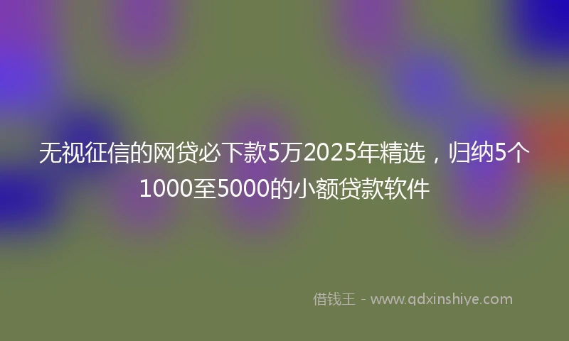 无视征信的网贷必下款5万2025年精选，归纳5个1000至5000的小额贷款软件