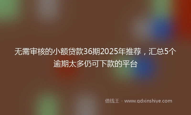 无需审核的小额贷款36期2025年推荐，汇总5个逾期太多仍可下款的平台