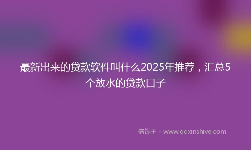 最新出来的贷款软件叫什么2025年推荐,汇总5个放水的贷款口子