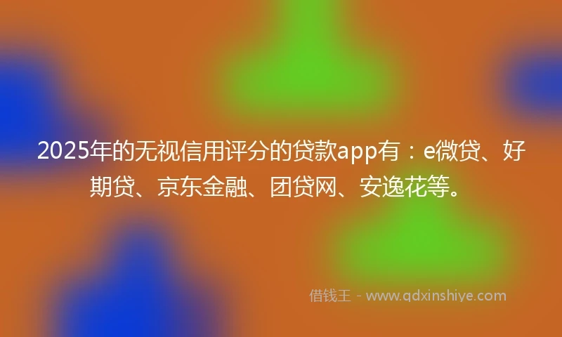 2025年的无视信用评分的贷款app有：e微贷、好期贷、京东金融、团贷网、安逸花等。