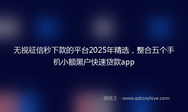 无视征信秒下款的平台2025年精选，整合五个手机小额黑户快速贷款app