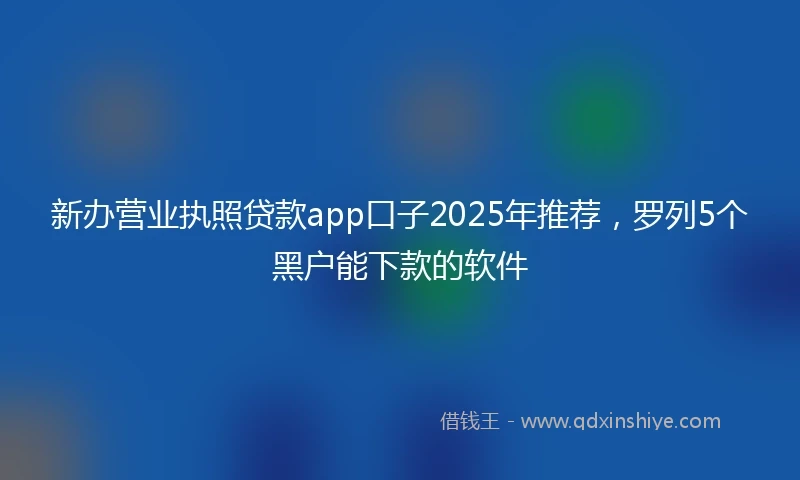 新办营业执照贷款app口子2025年推荐,罗列5个黑户能下款的软件