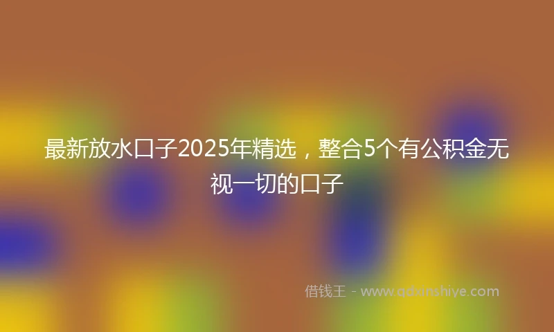 最新放水口子2025年精选，整合5个有公积金无视一切的口子