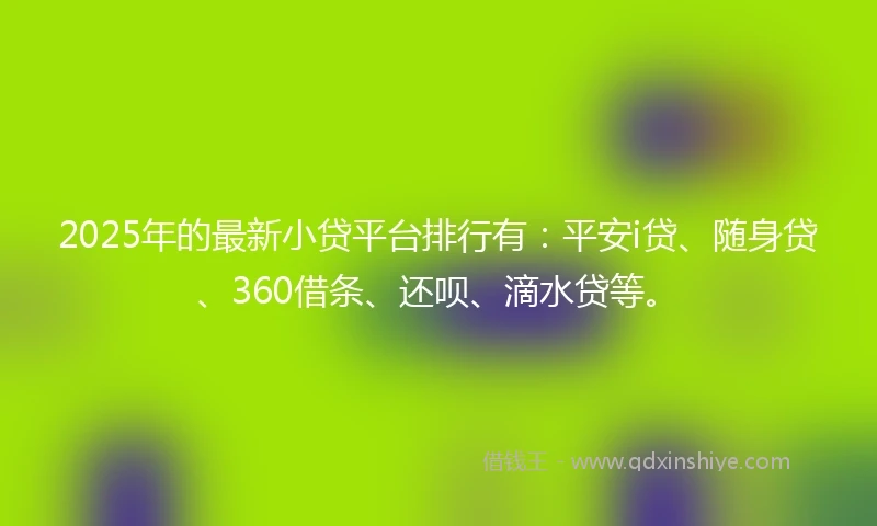 2025年的最新小贷平台排行有：平安i贷、随身贷、360借条、还呗、滴水贷等。