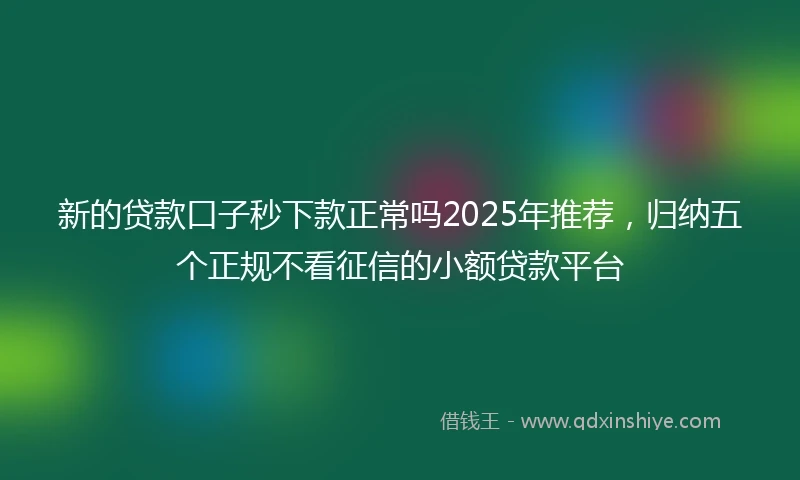新的贷款口子秒下款正常吗2025年推荐，归纳五个正规不看征信的小额贷款平台