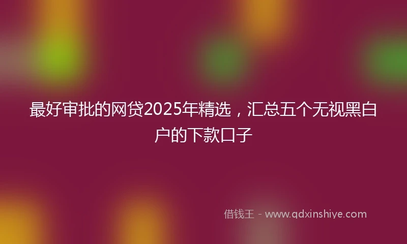最好审批的网贷2025年精选，汇总五个无视黑白户的下款口子